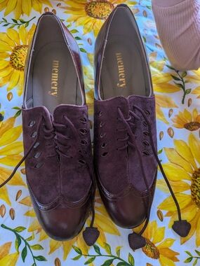 Memery Women’s Plum Suede & Leather Lace-Up Oxfords